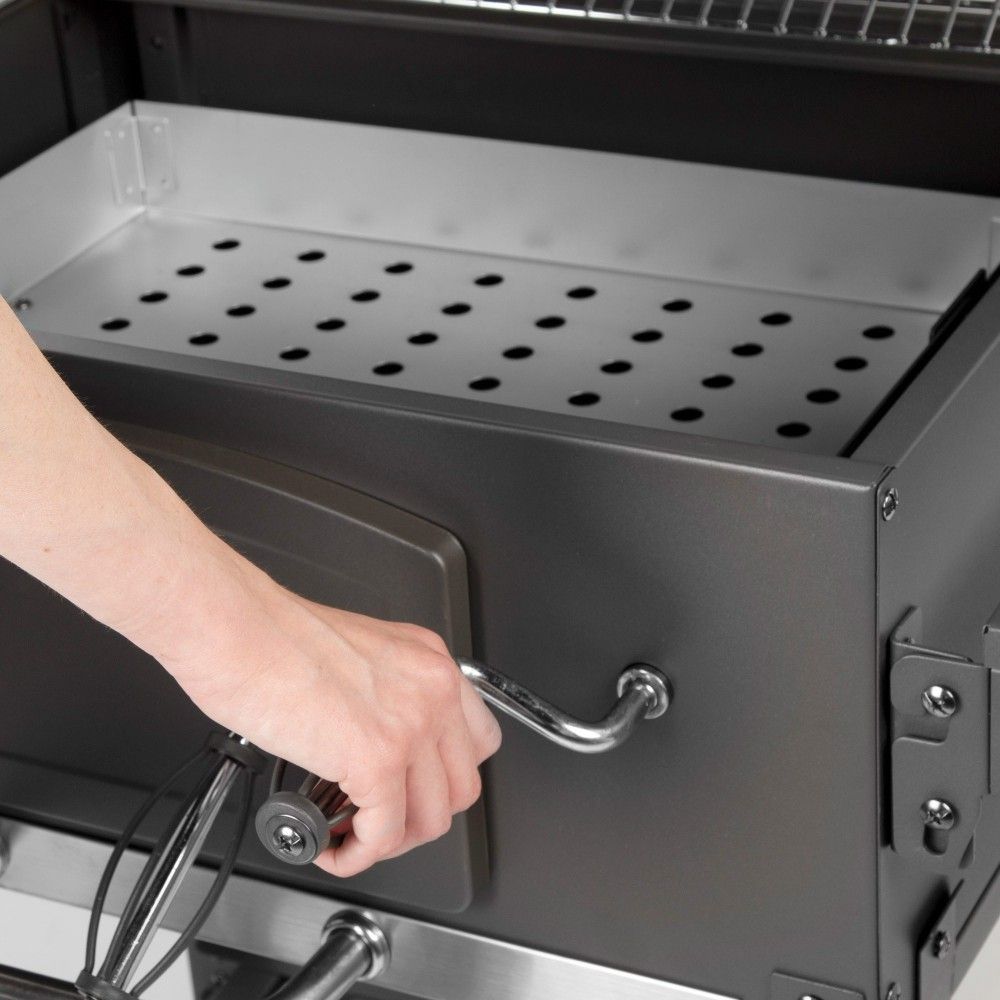 Barbacoa Portátil Carbón Con Ahumador 102x65x104 Cm - Acero. Negro