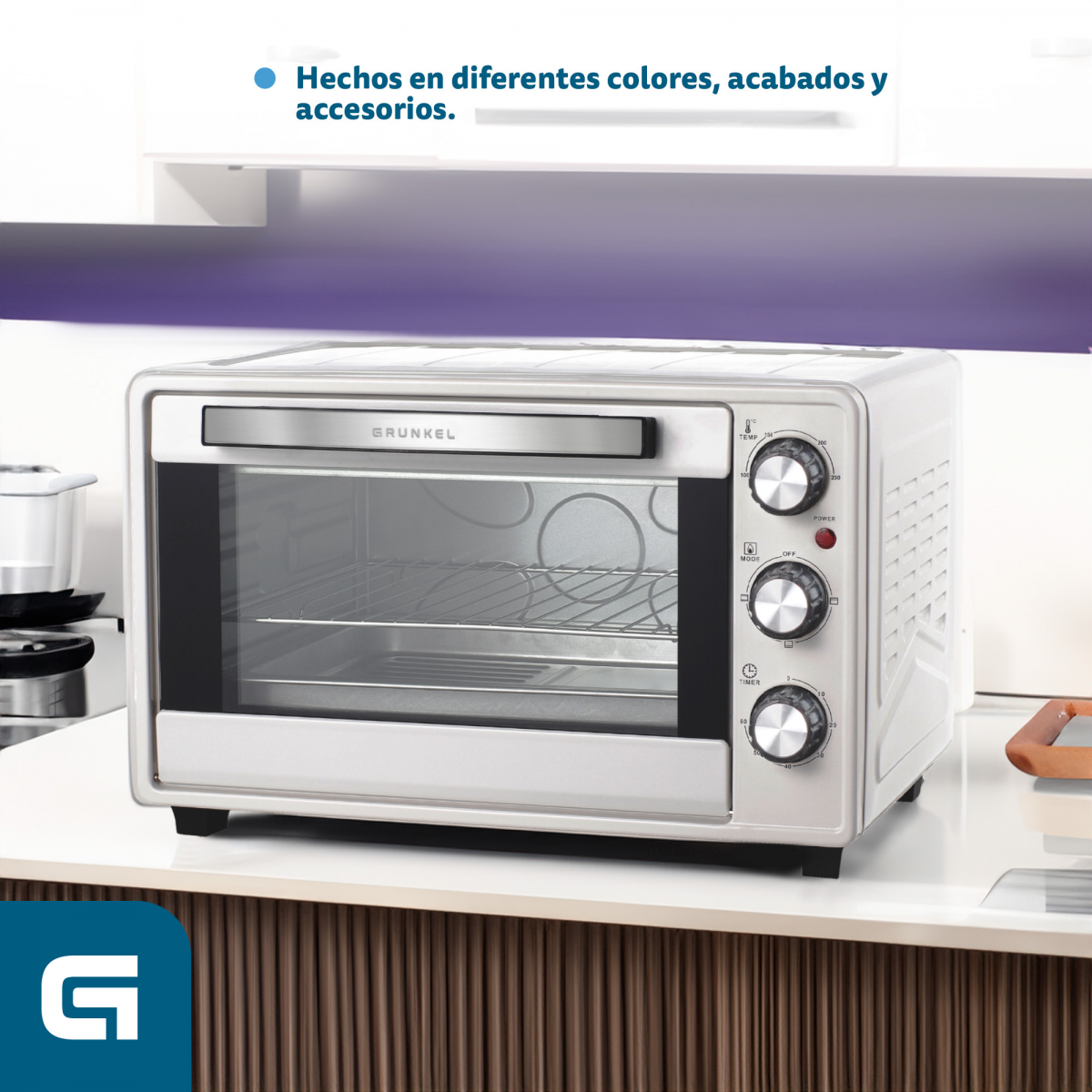 Horno Eléctrico Hr-48silverrusti, 2200w Y 48 Litros, Gris