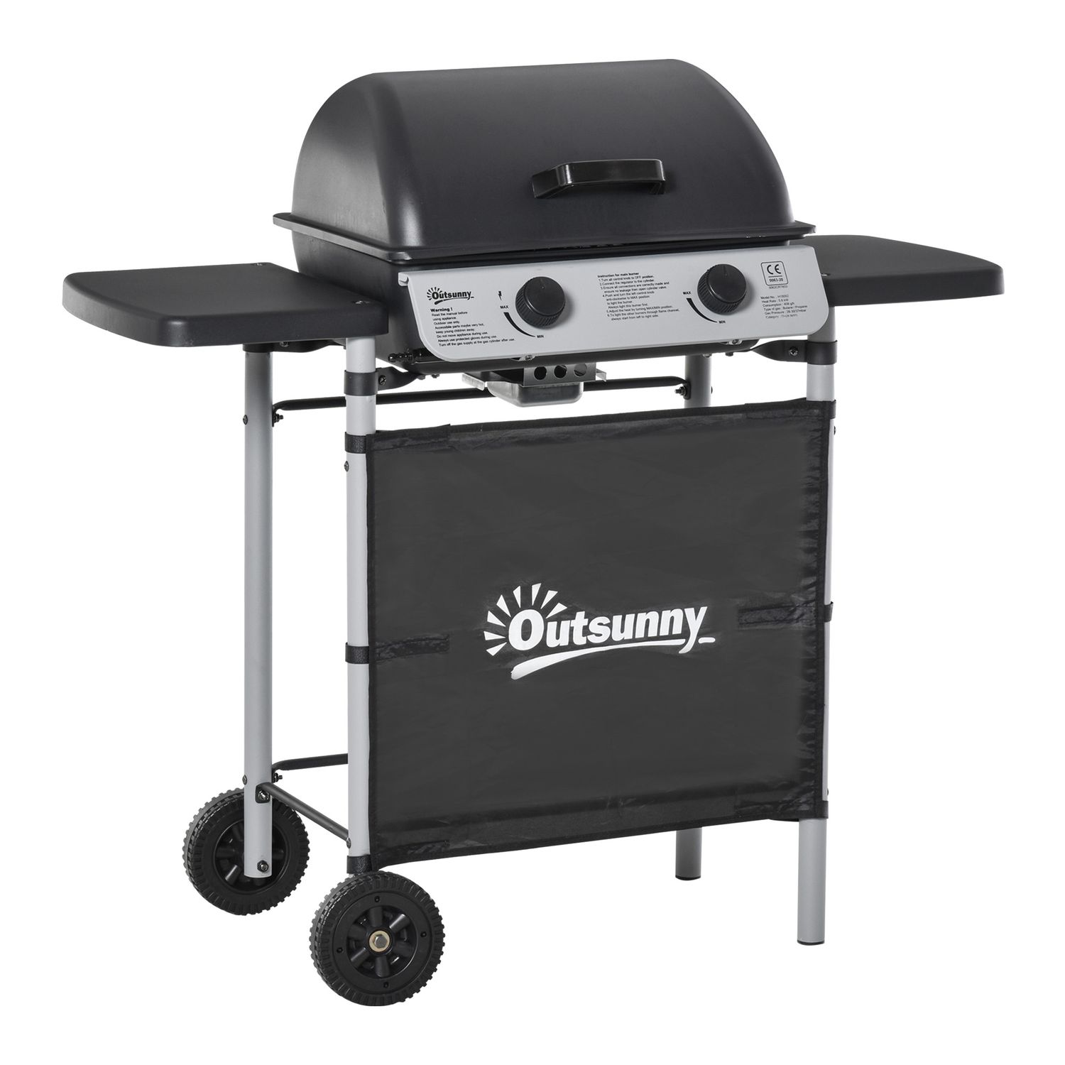Barbacoa De Gas Outsunny Acero Pp, 104x49x99 Cm, Negro