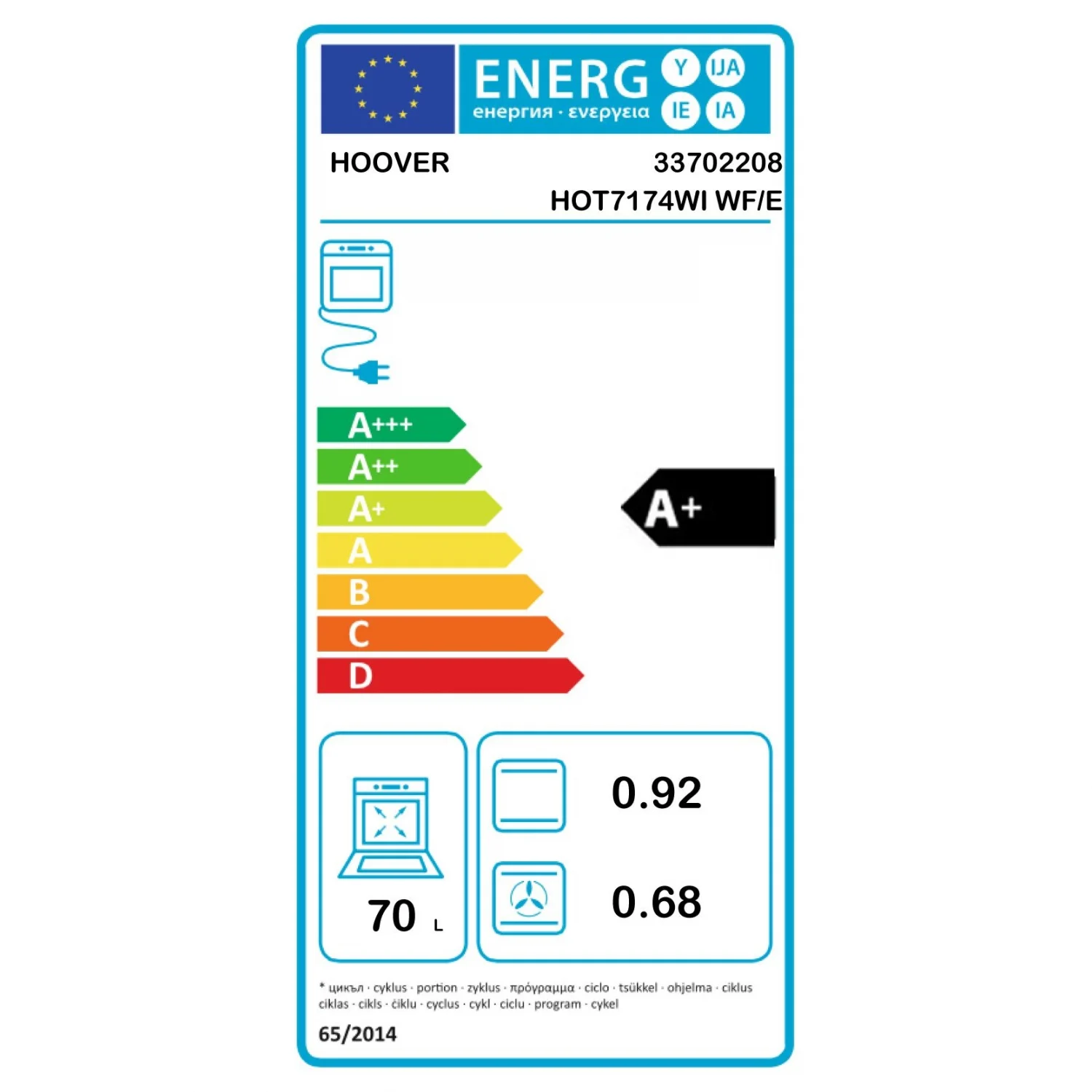 Horno Multifunción Hoover A+ HOT7174WI