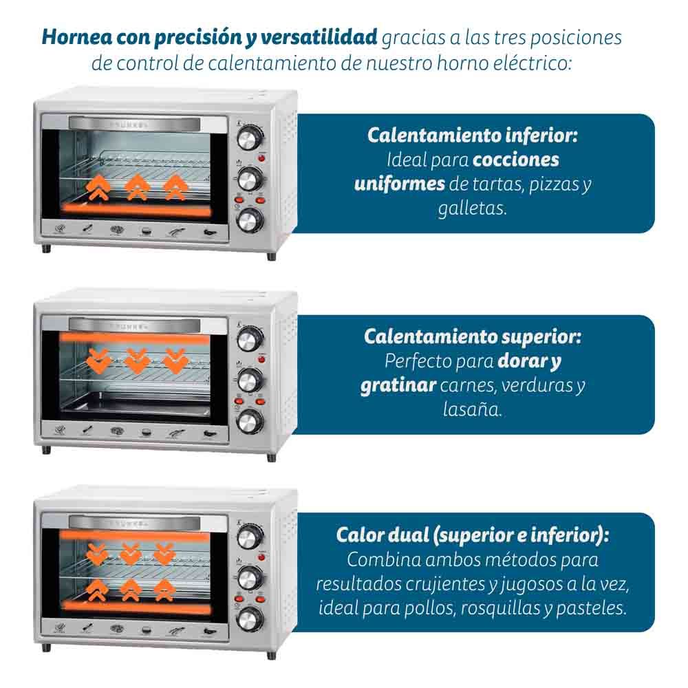 Horno Eléctrico Multifunción De Sobremesa  De 28l - Hr-28silver - 1600w - Gris