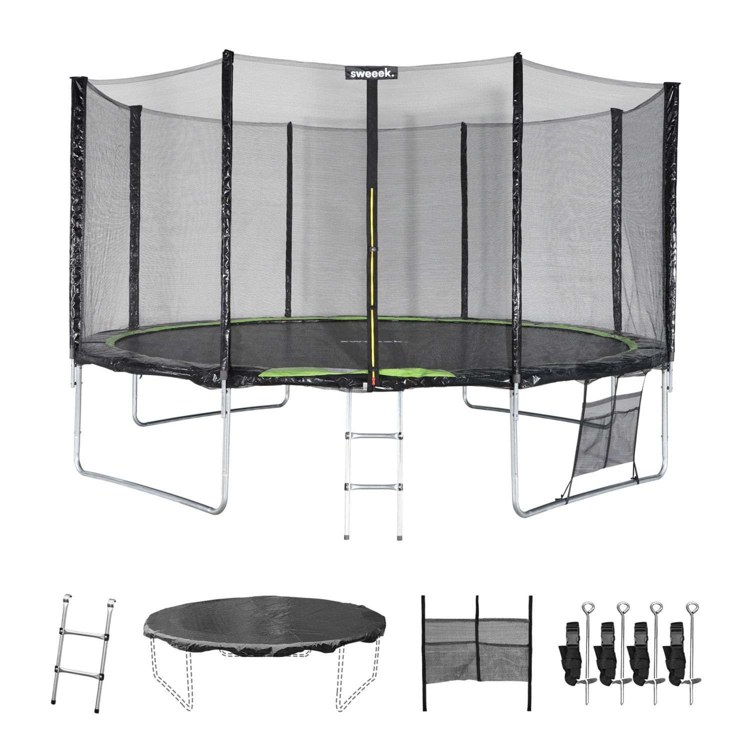 Trampolín Con Pack De Accesorios De 430cm, Verde