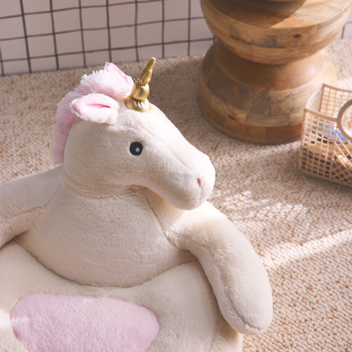 Sillón Unicornio Para Niños, Rose / Blanc