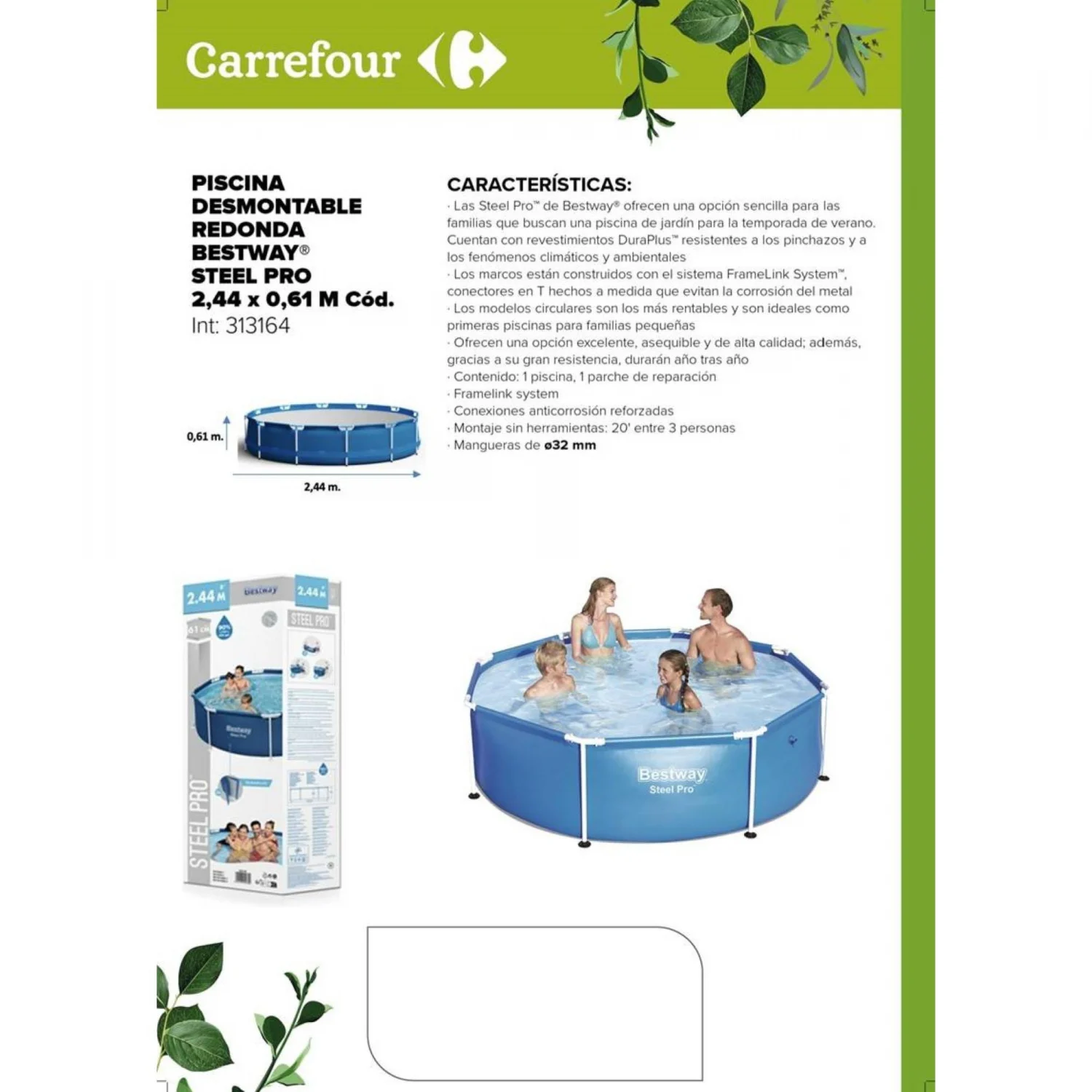 Piscina Tubular 244x61 cm Bestway