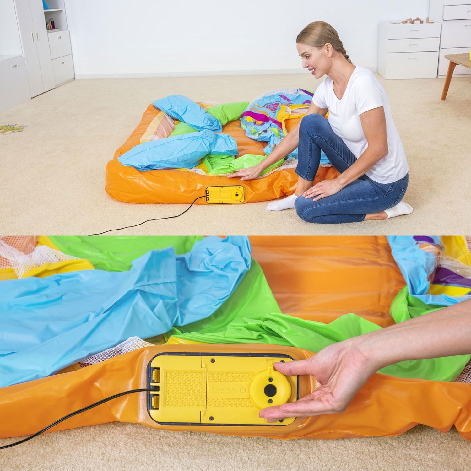 Castillo Hinchable Infantil Bestway Saltador 175x173x130 Cm +3 Años| Perímetro Con Red De Seguridad | Bomba Eléctrica Integrada| Peso Máx Usuario: 85 Kg