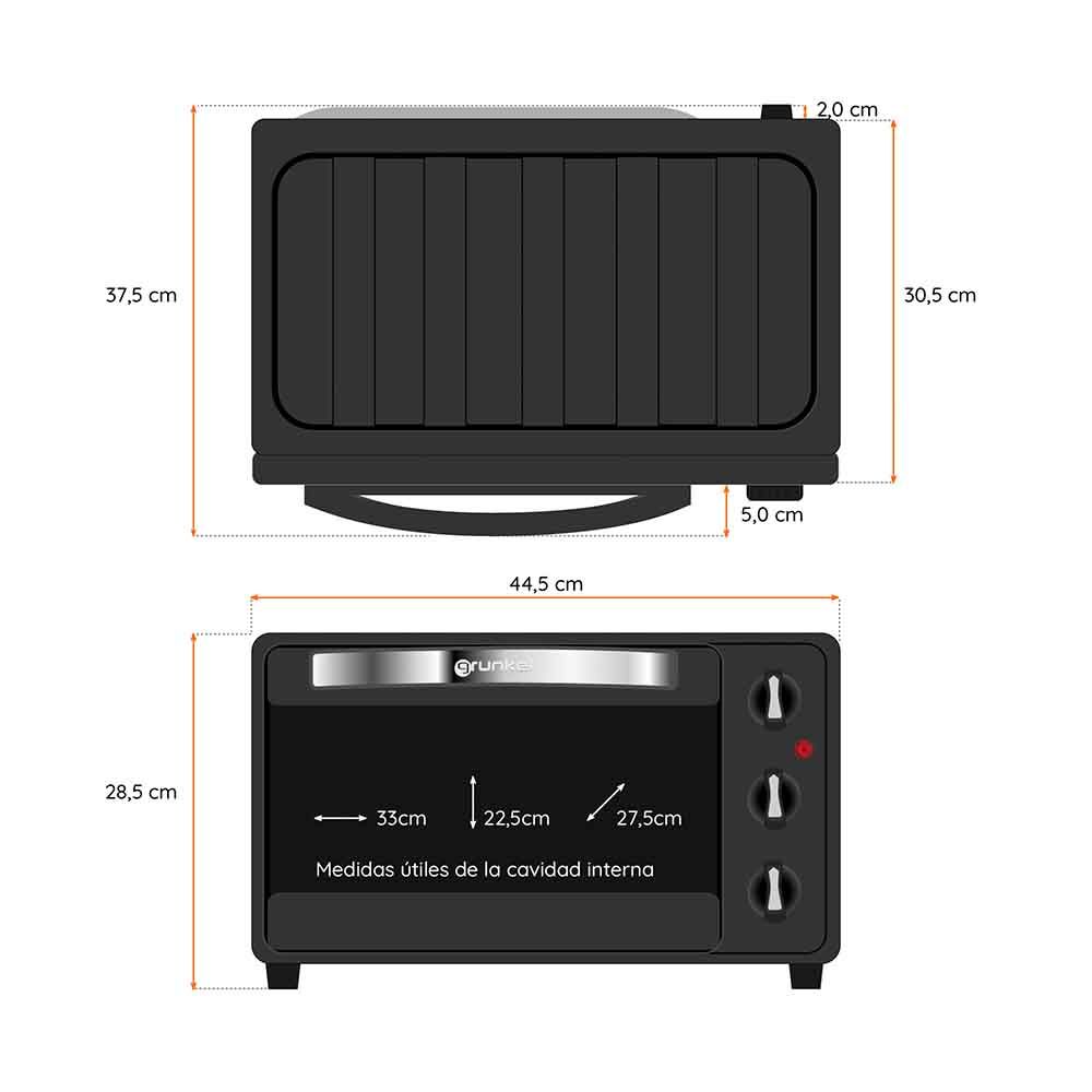 Horno Eléctrico Multifunción De Sobremesa  De 23l - Hr-23hn - 1600w - Negro
