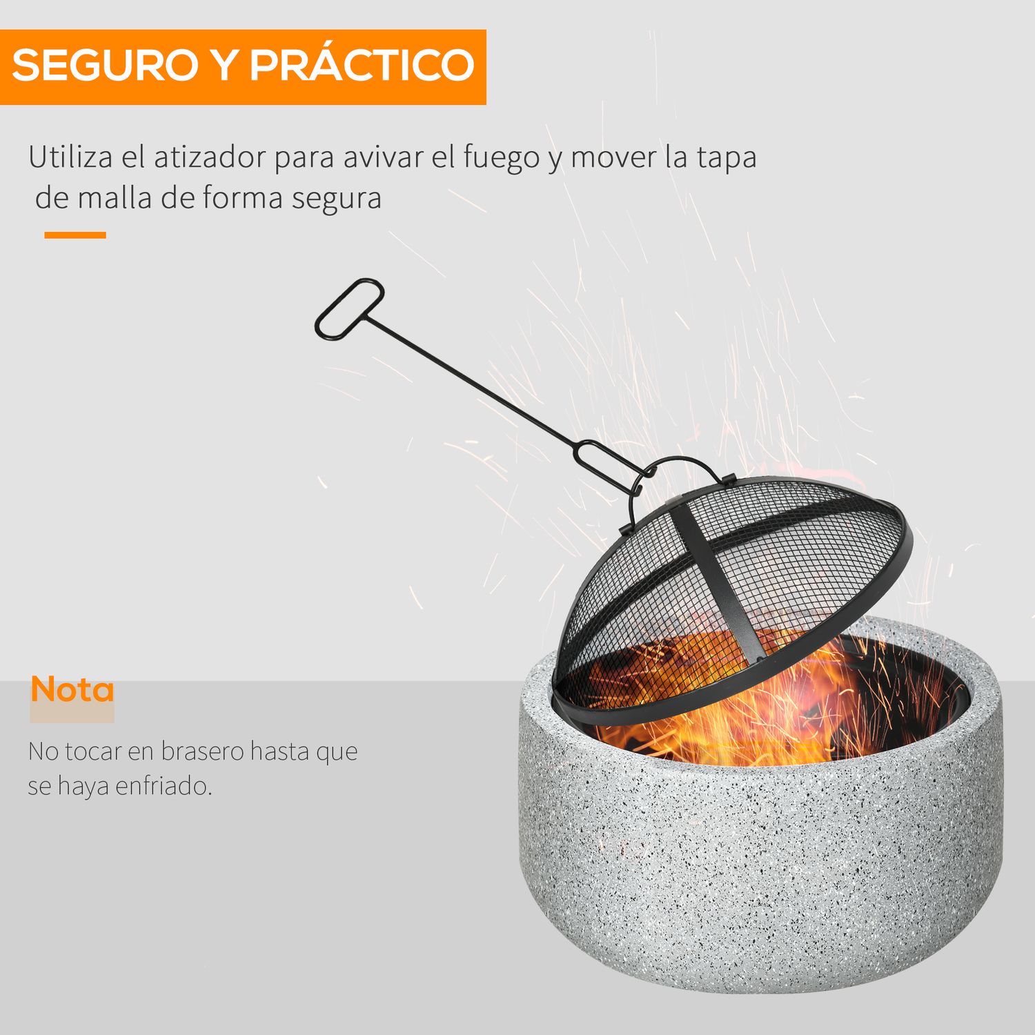 Brasero Exterior De Metal Ø45x34 Cm-outsunny. Gris