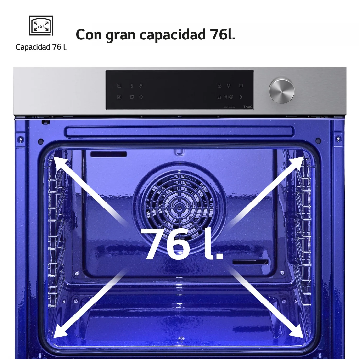 Horno Pirolítico LG WSED7612S, 3,5 KW, 76 L, Apertura Abatible, 15 Funciones de Cocción, Wifi, Eficiencia A+ - Inox