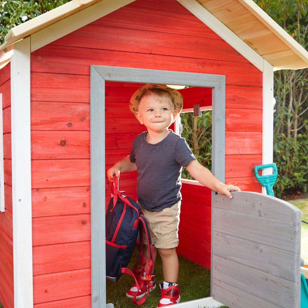 Caseta Madera Infantil Jardín 118,2  X 138  X 132,5 Cm - Rojo