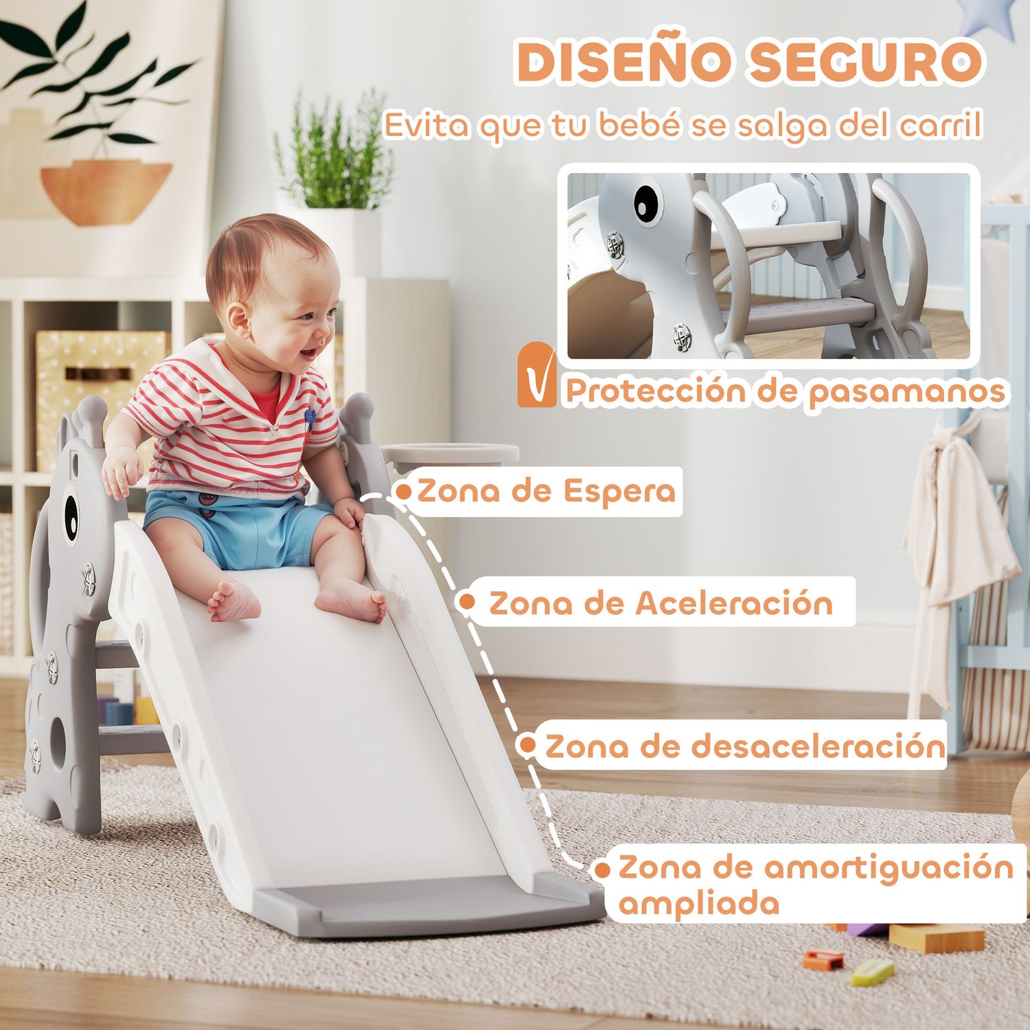 Tobogán Infantil 3 En 1 Con Diseño De Jirafa Gris Aiyaplay