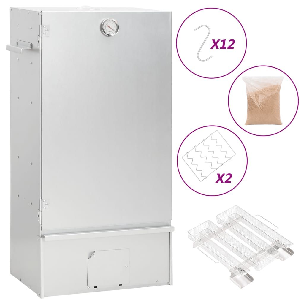Horno Ahumador De Bbq Con Generador Humo Frío Acero Galvanizado Vidaxl