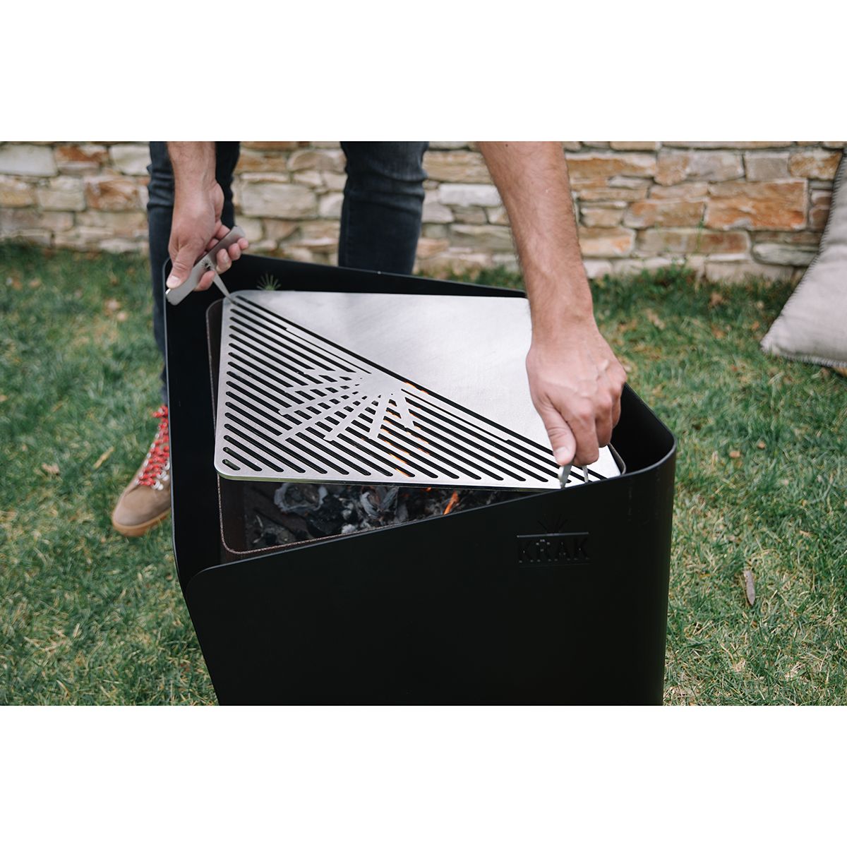 Krak Brasero Negro 3 En 1 - Levant + Grille + Plateau Noir