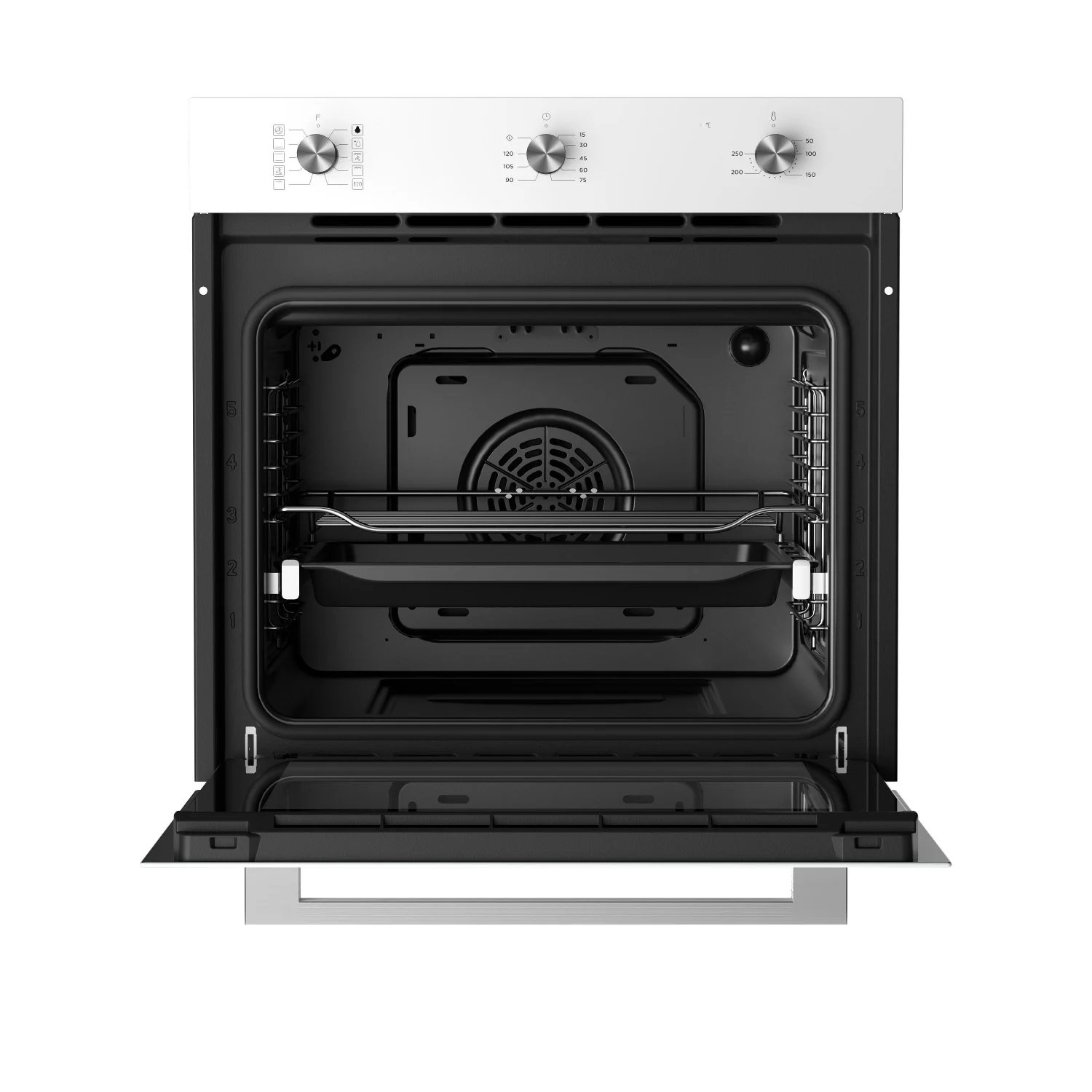 Horno Multifunción Midea MBON5M90M5-WH, 3 kW, 70 L, Apertura Abatible, 9 Funciones de Cocción, Eficiencia A - Blanco