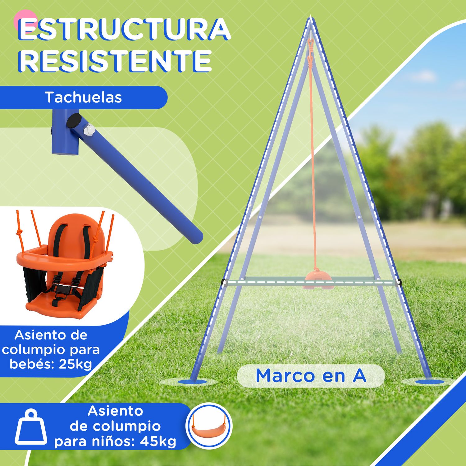 Columpio Infantil 2 En 1 Con Cinturón De Seguridad Outsunny Naranja