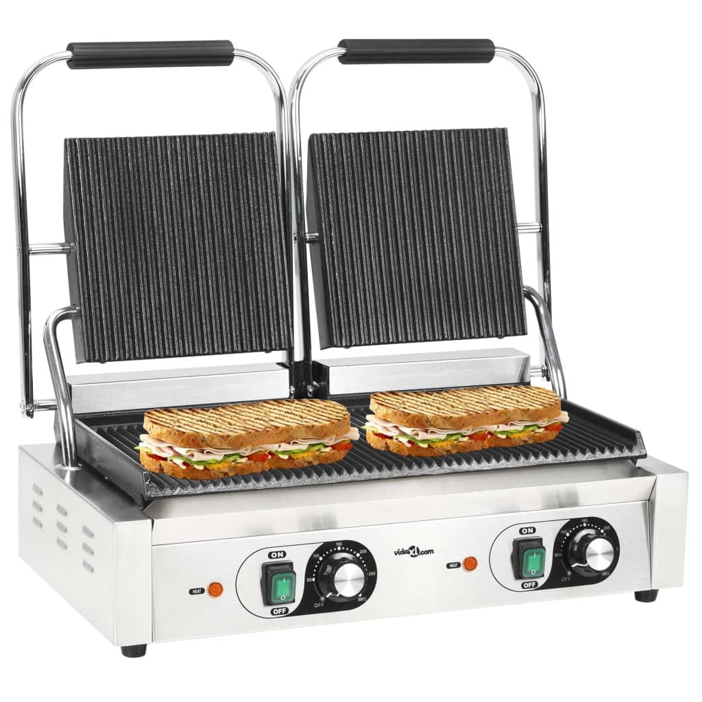 Grill Parrilla Estriada Doble 3600 W 57x30,5x20 Cm Vidaxl
