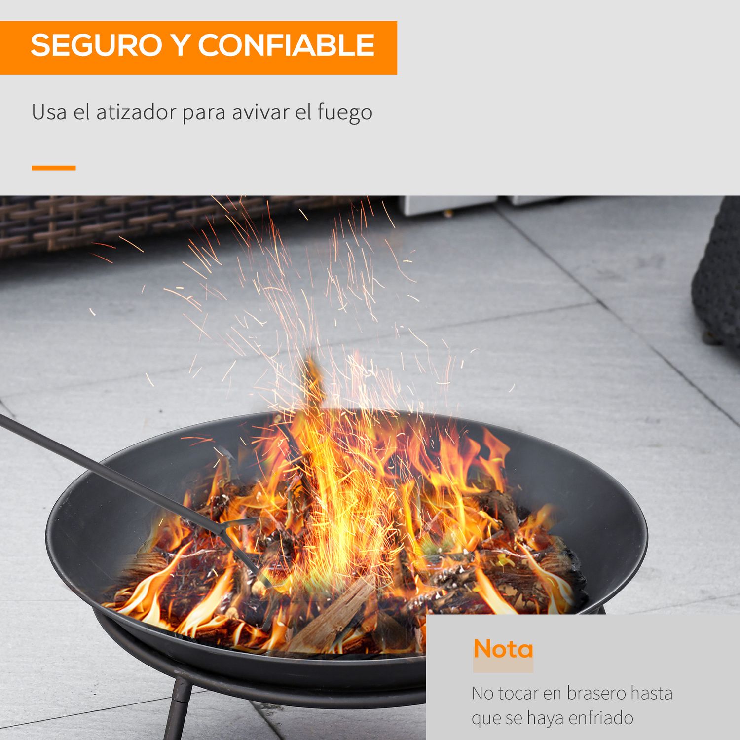 Brasero Exterior Para Jardín De Metal Ø47x21 Cm-outsunny. Negro