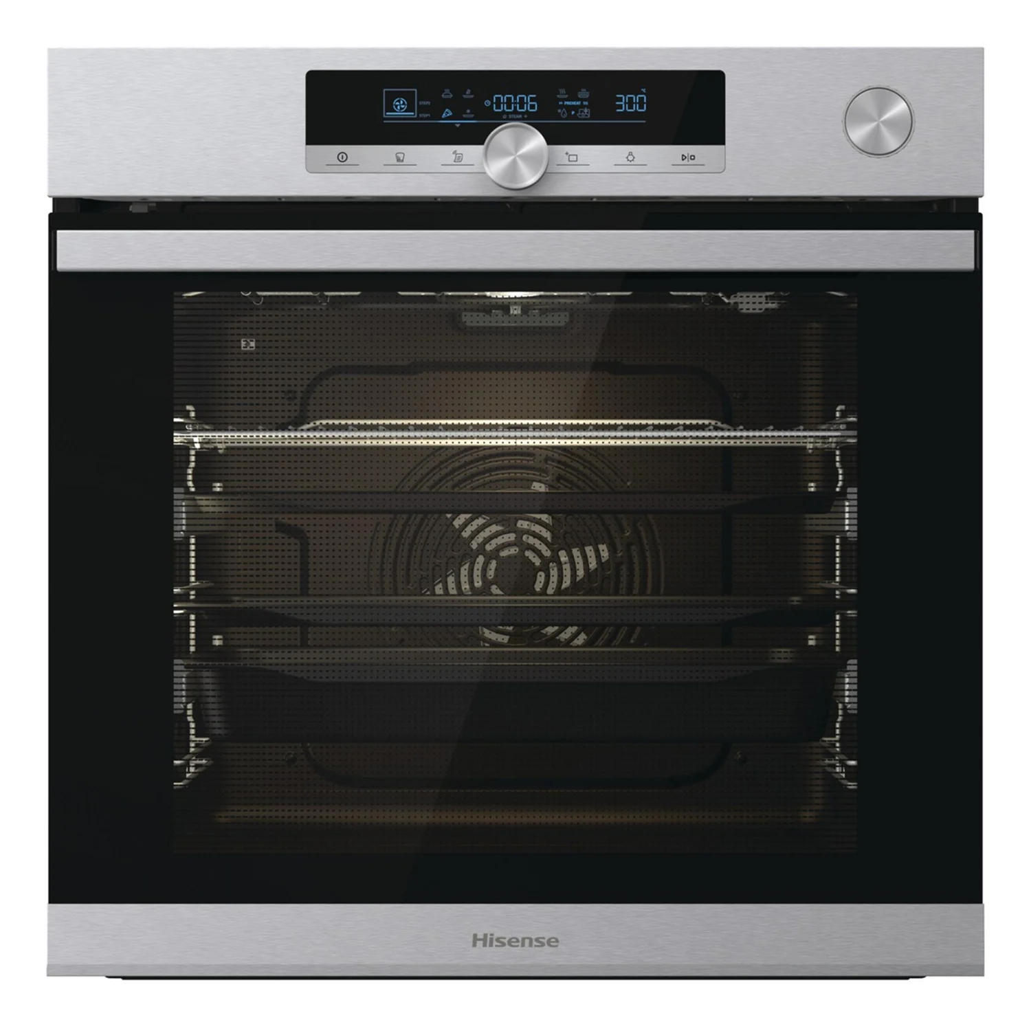 Horno Multifunción Hisense BSA66334PX, 3,5 kW, 77 L, Apertura Abatible, 9 Funciones de Cocción, Eficiencia A+ - Gris