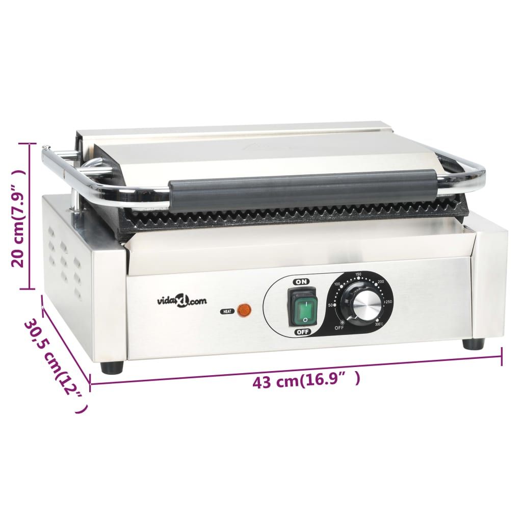 Grill Parrilla Estriada 2200 W 43x30,5x20 Cm Vidaxl