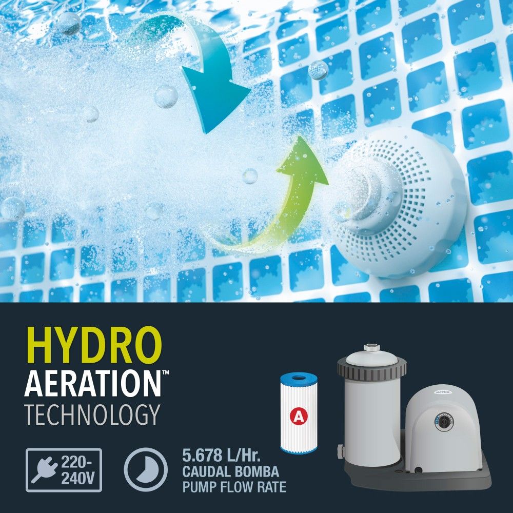 Piscina Desmontable Tubular Circular Pvc 488x122cm Gris Intex Con Depuradora