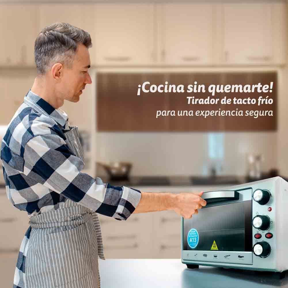 Horno Eléctrico Multifunción De Sobremesa  De 28l - Hr-28silver - 1600w - Gris