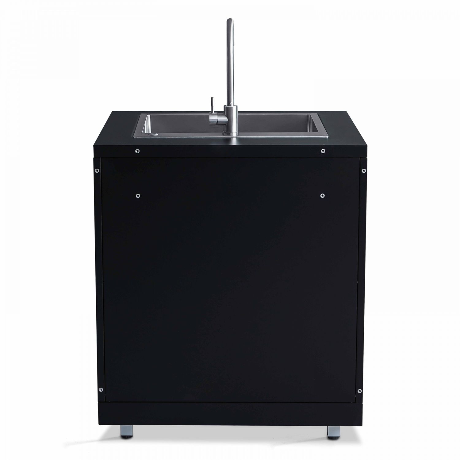 Mueble Fregadero De 2 Puertas Para Cocina Exterior Negro Oviala