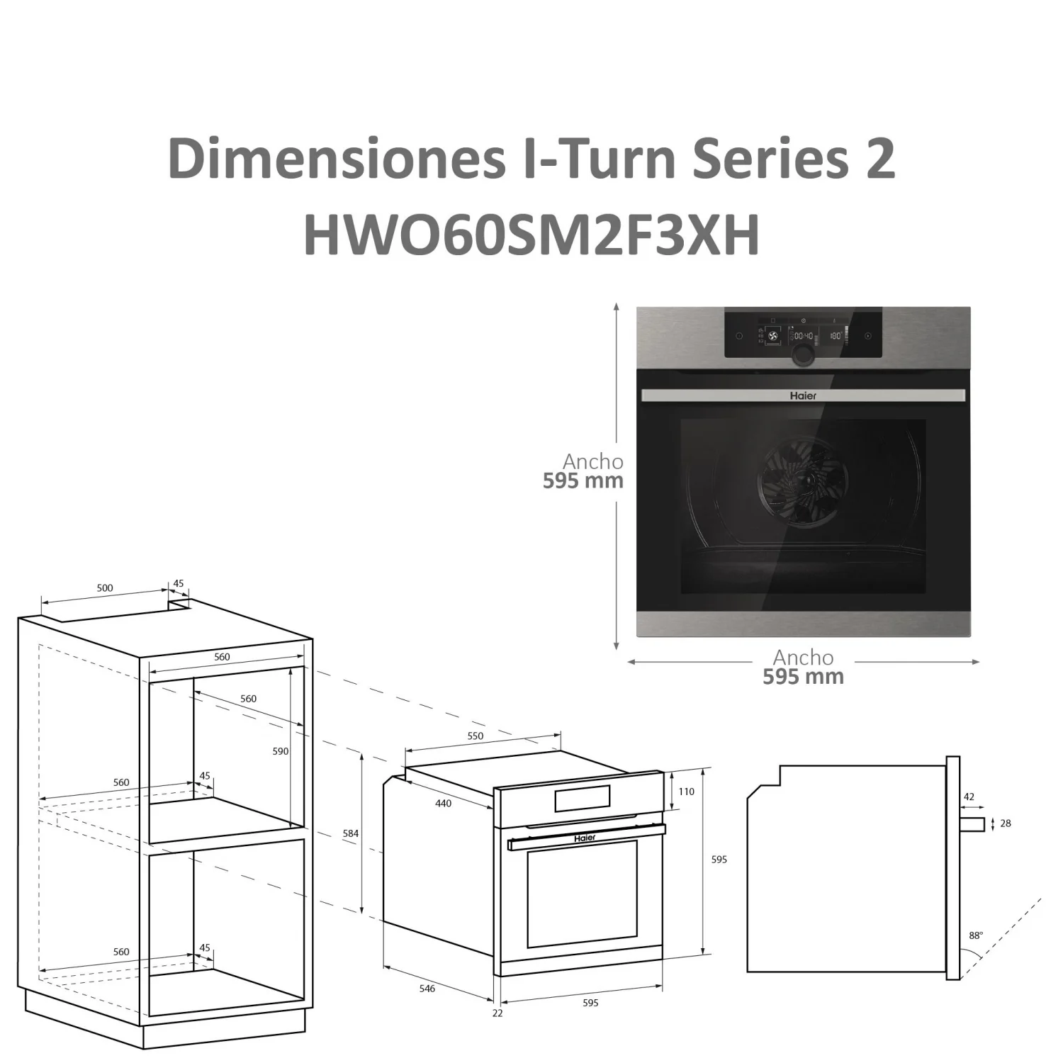 Horno Multifunción Haier A+ HWO60SM2F3XH