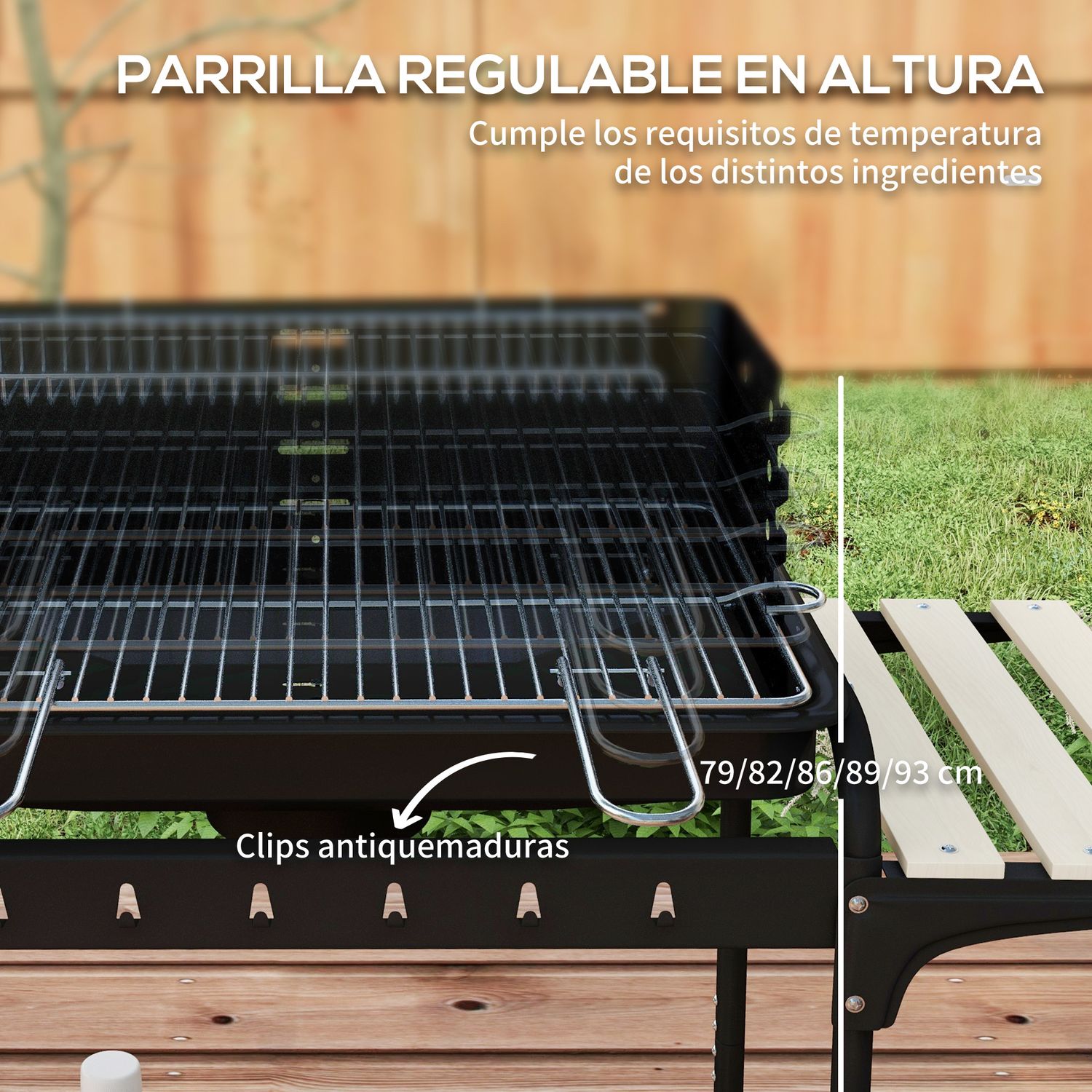 Barbacoa De Carbón Outsunny Metal Pino, 103x47x95 Cm, Negro