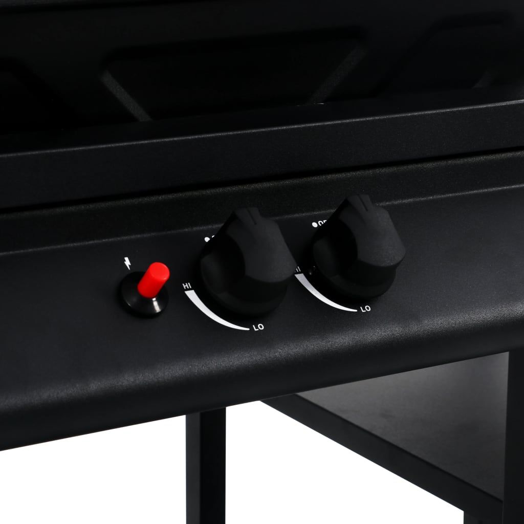 Barbacoa Portátil De Gas Con Mesita De 3 Estantes Negro Vidaxl