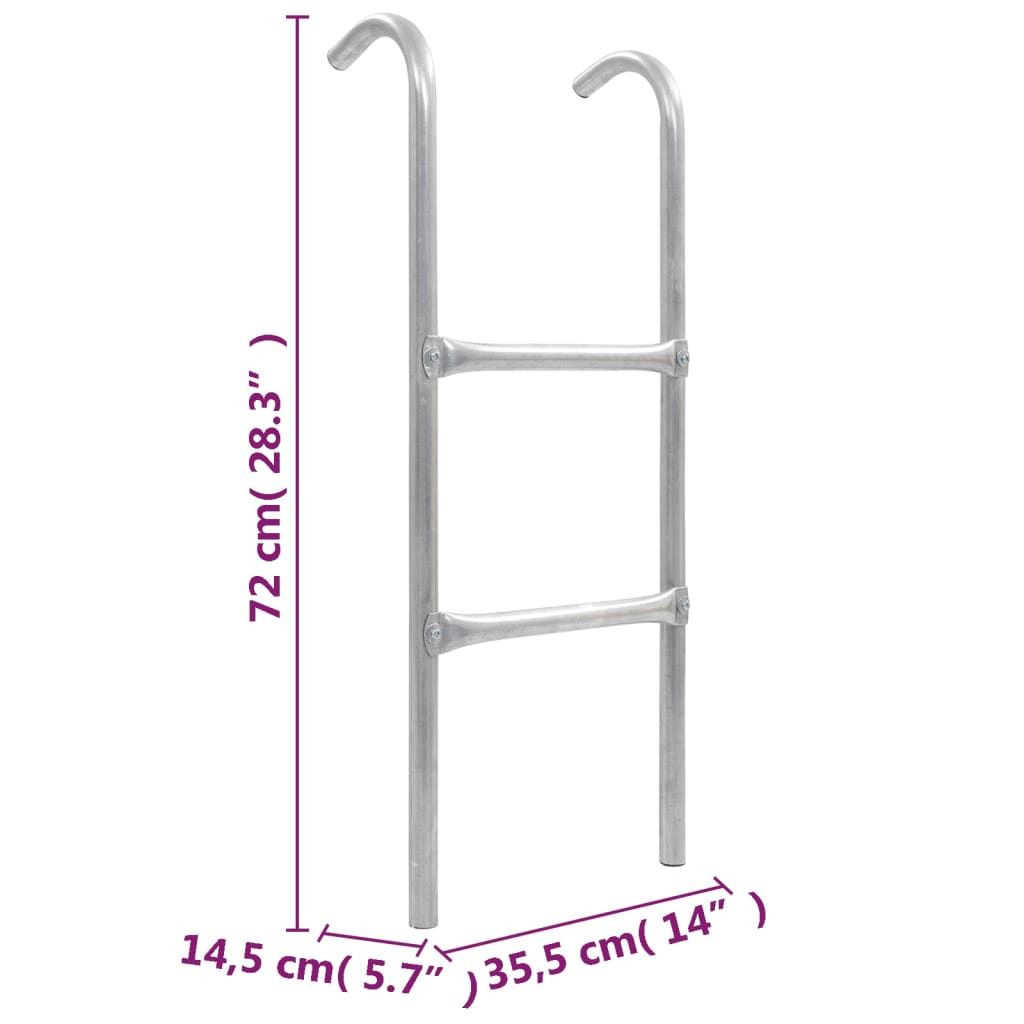 Escalera De Cama Elástica De 2 Peldaños Acero Plateado 72 Cm Vidaxl