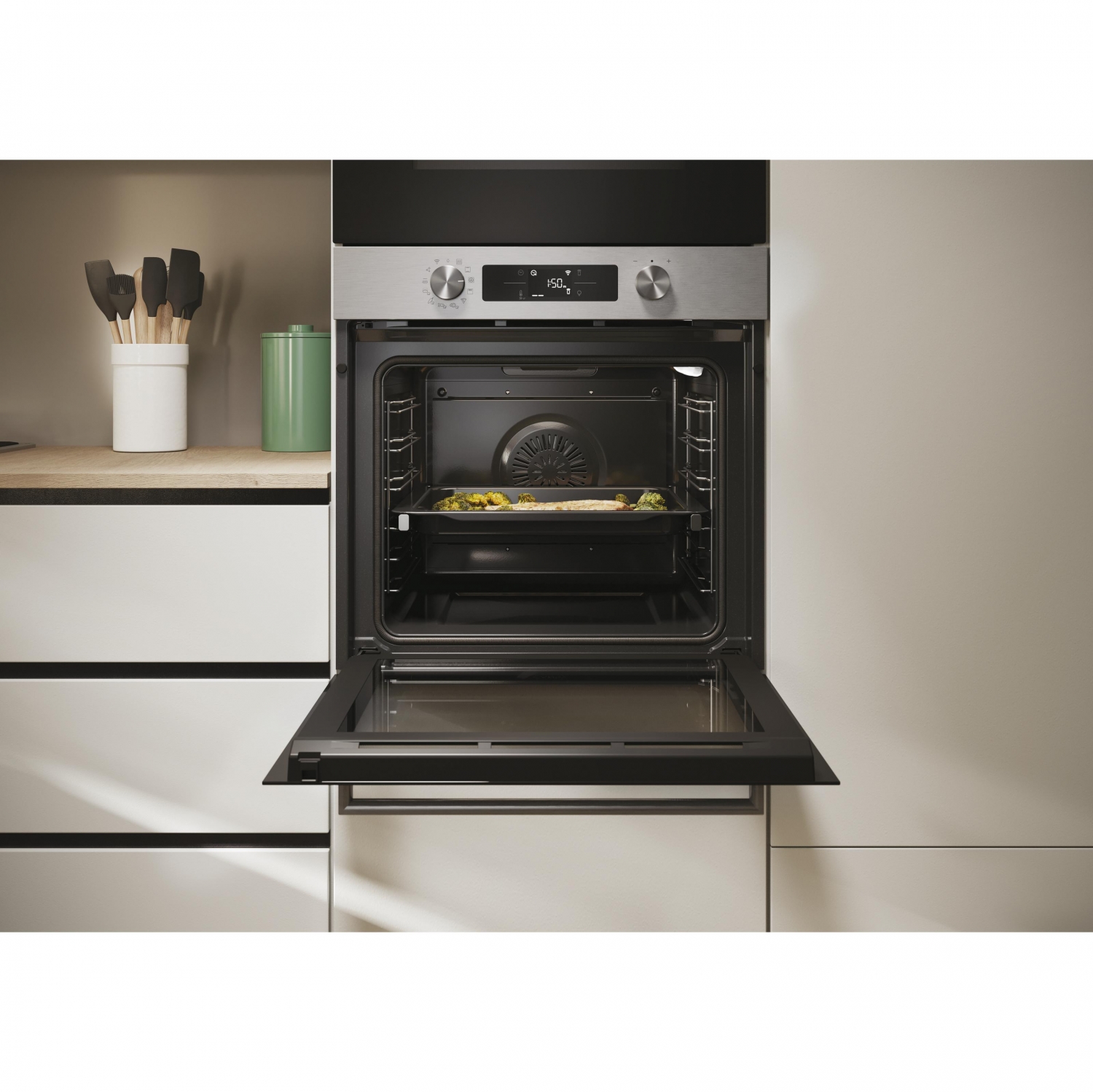 Horno Multifunción Candy CA6 N5B3EYTX, 3.3 kW, 78 L, Apertura Abatible, 12 Funciones de Cocción, Wifi, Eficiencia A++ - Inox