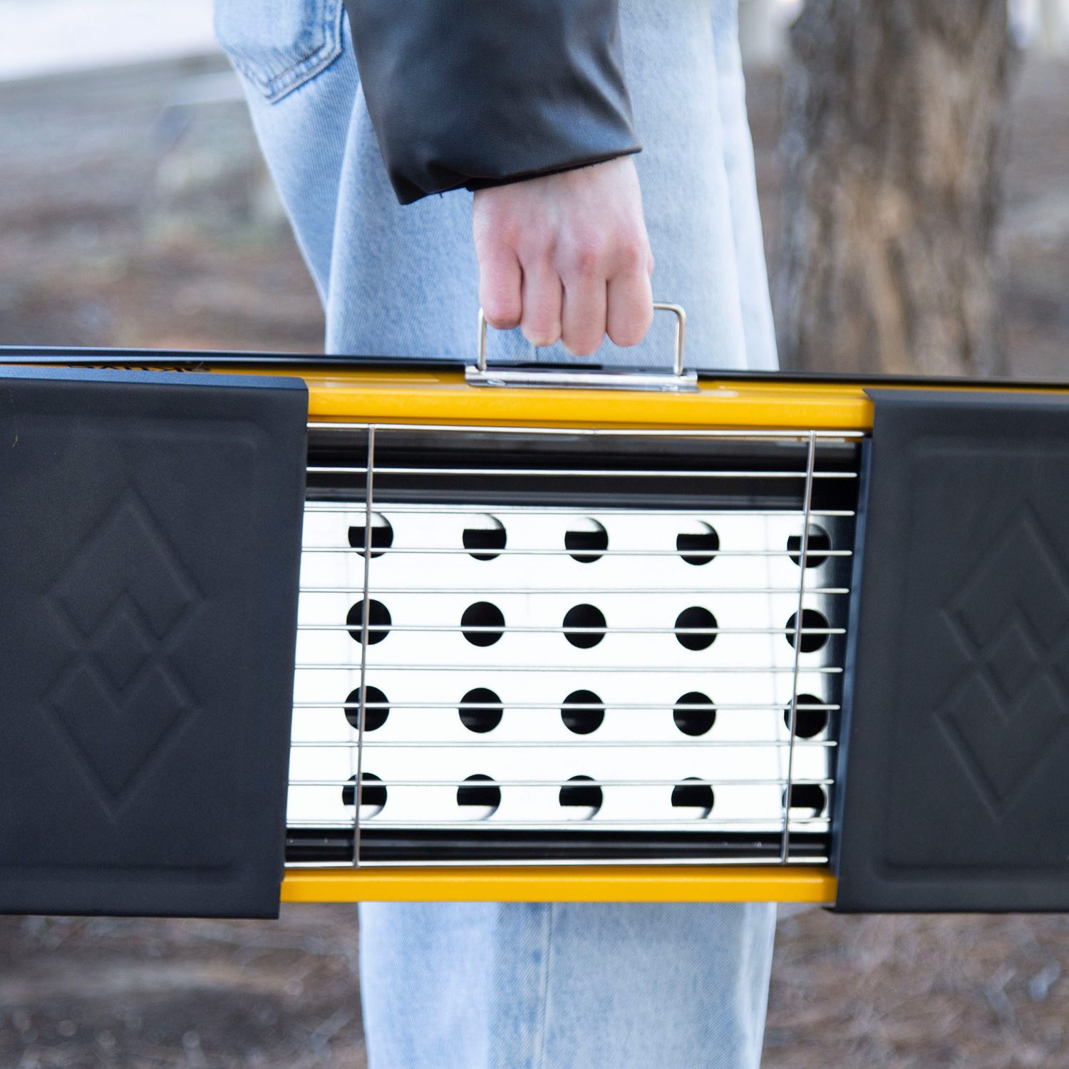 Barbacoa Carbón Plegable 89x22x32 Cm, Acero Esmaltado Con Bandejas Laterales Abatibles Y Parrilla De Acero Inoxidable - Aktive