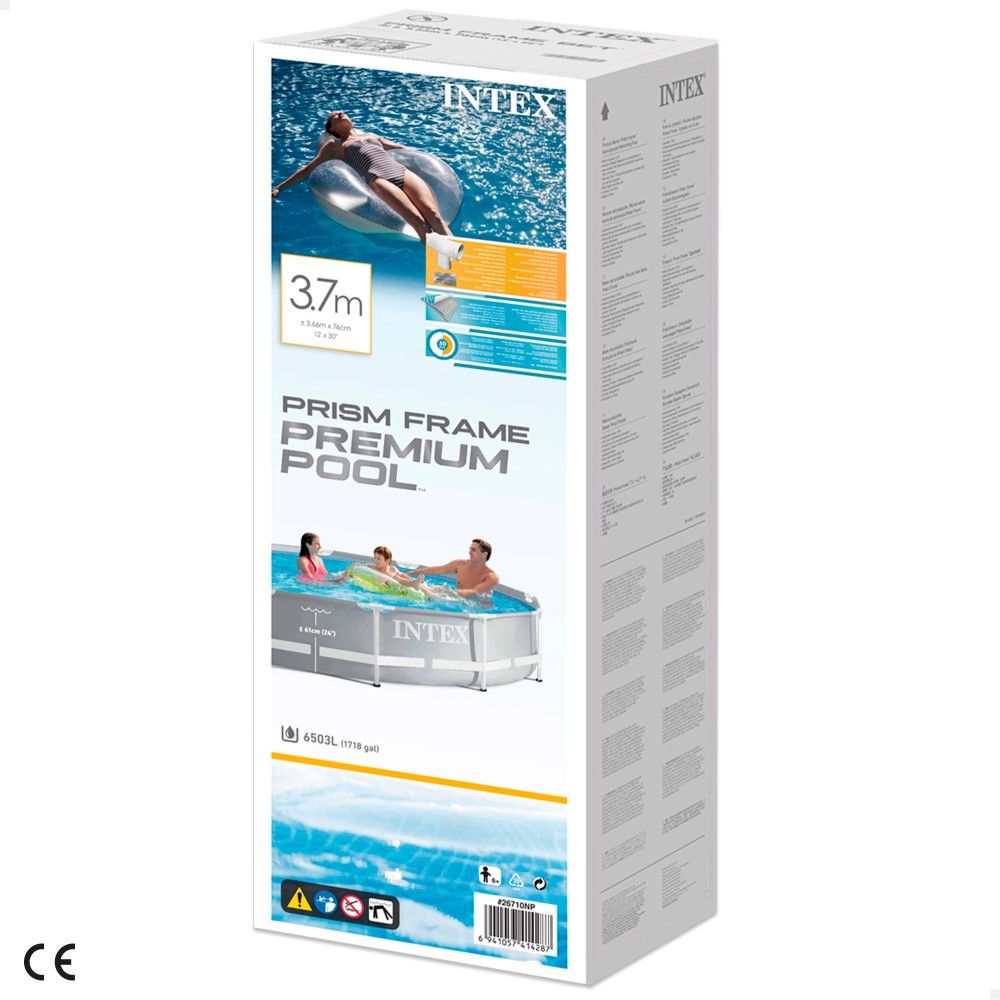 Piscina Desmontable Tubular Circular Pvc 366x76 Cm Gris Intex