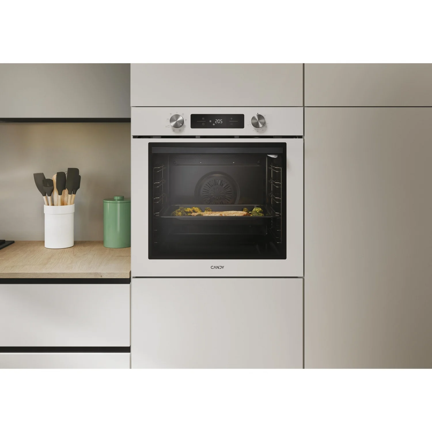 Horno Multifunción Candy CA6 N3T1HTW, 3.3 kW, 78 L, Apertura Abatible, 9 Funciones de Cocción, Eficiencia A+ - Blanco