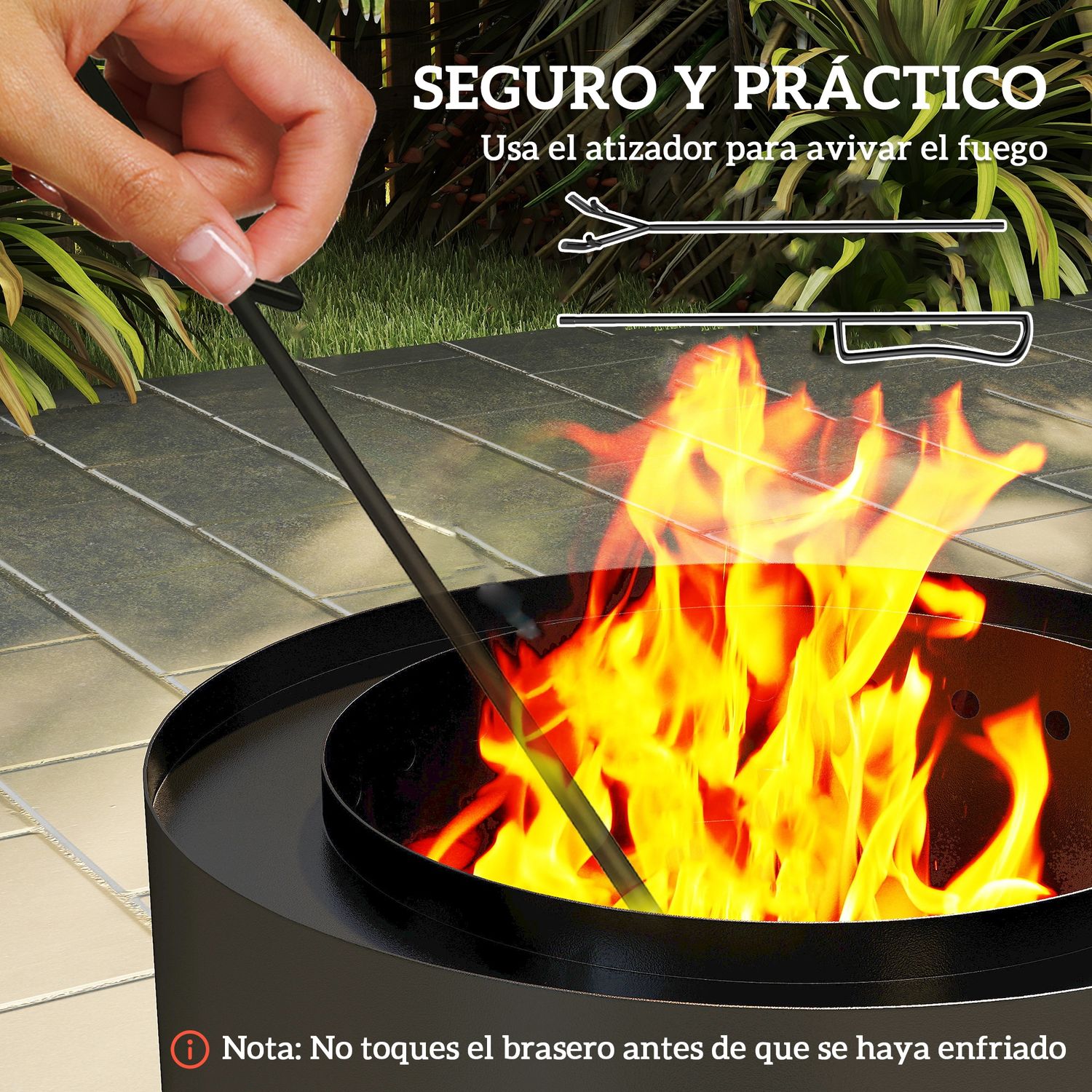 Brasero Exterior De Acero Ø45x42 Cm-outsunny. Negro