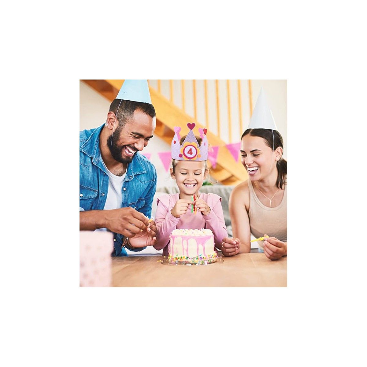 Corona Cumpleaños Con Números Intercambiables Rosa - Juegos Y Juguetes Infantiles Para Niños