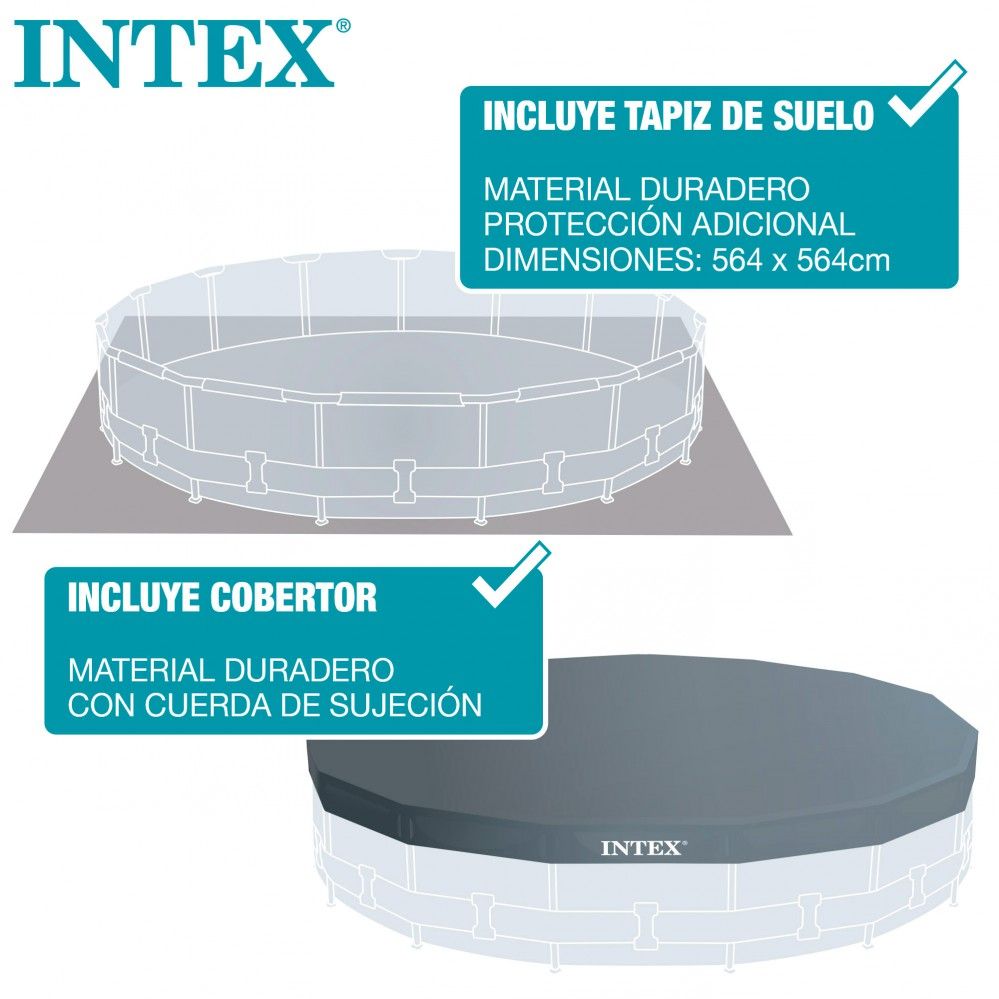 Piscina Desmontable Tubular Circular Pvc 549x122 Cm Gris Oscuro Intex Con Depuradora