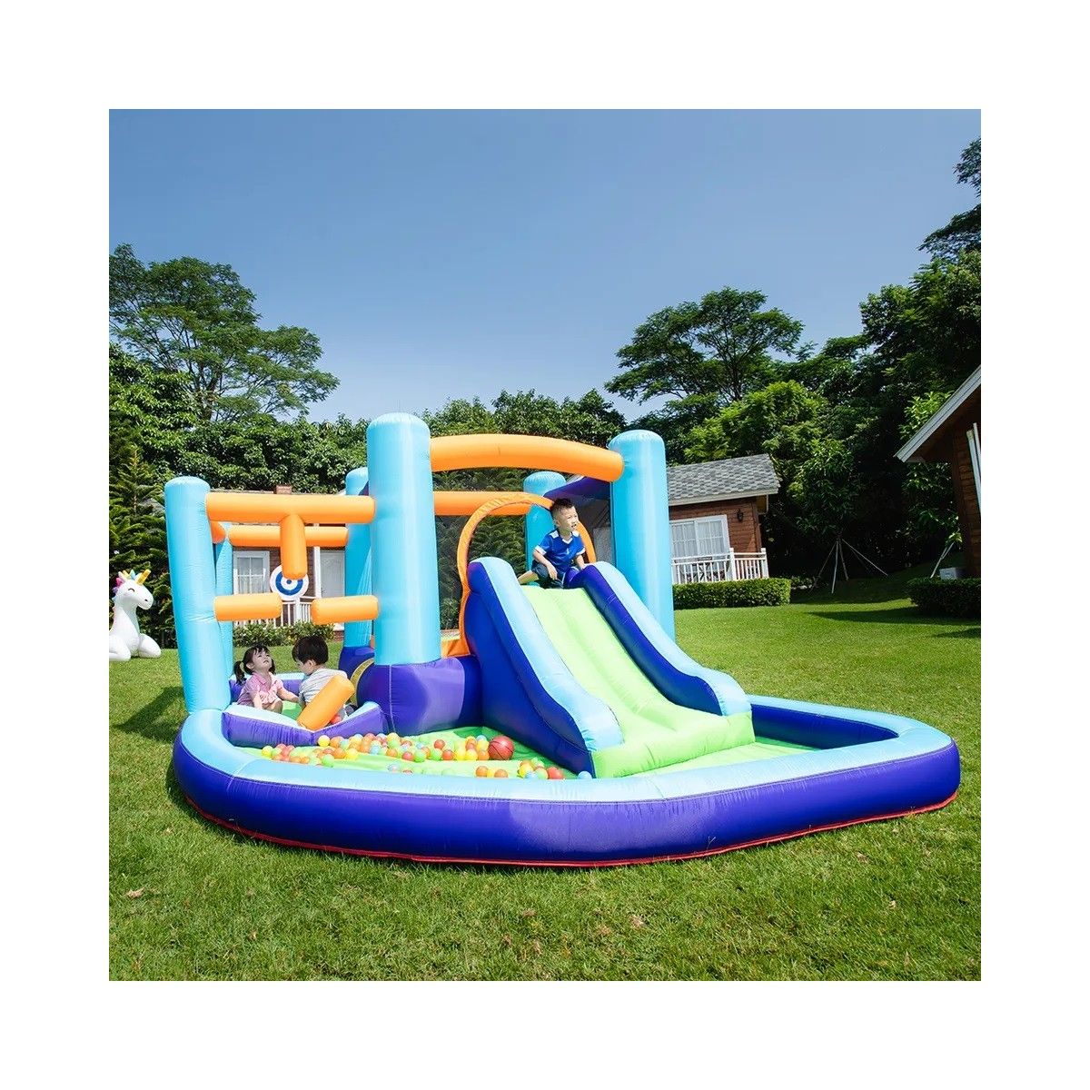 Castillo Inflable Mountain - Castillo Hinchable Para Niños Con Juegos Ideal Para Jardín O Espacio Grande