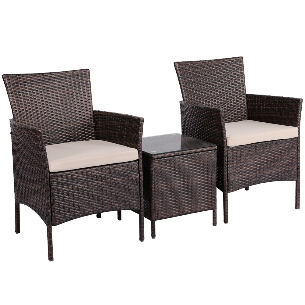 Conjunto De Mesa Y Sillas Exterior Para Balcón Jardin Marrón