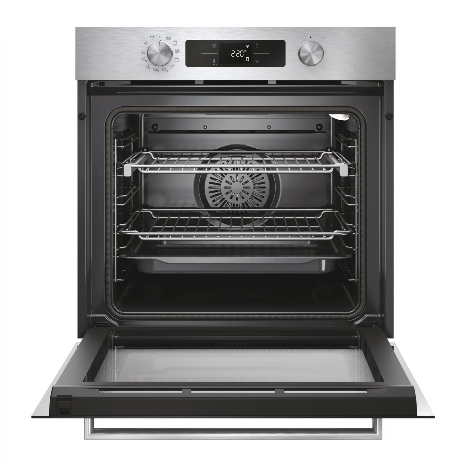 Horno Multifunción Candy CA6 N5B3EYTX, 3.3 kW, 78 L, Apertura Abatible, 12 Funciones de Cocción, Wifi, Eficiencia A++ - Inox