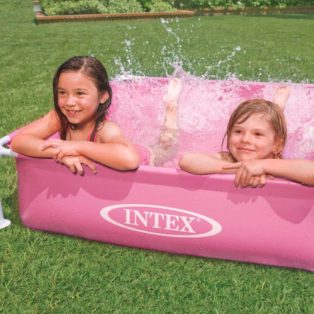 Piscina Desmontable Tubular Cuadrada Pvc 122x122x30cm Rosa Intex