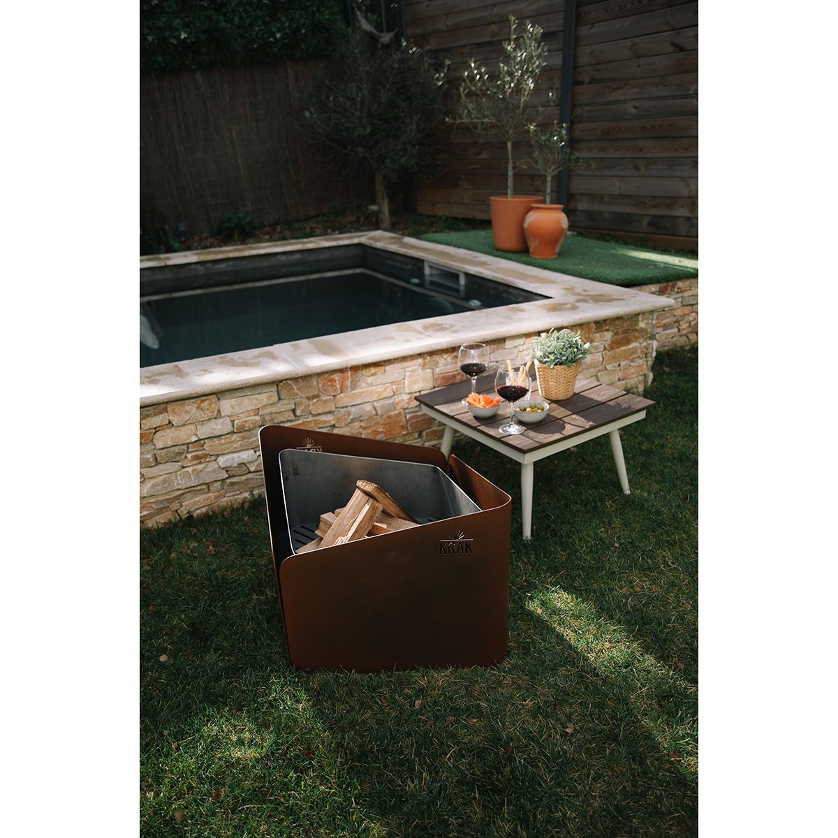 Krak Brasero De Leña + Parrilla 79x69cm - Levant + Grille Fleur De Rouille