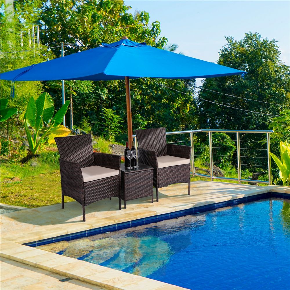 Conjunto De Mesa Y Sillas Exterior Para Balcón Jardin Marrón