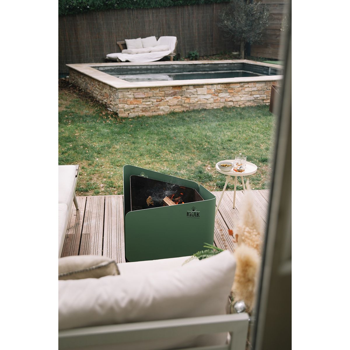 Krak Brasero De Leña + Parrilla 79x69cm - Levant + Grille Vert Provence