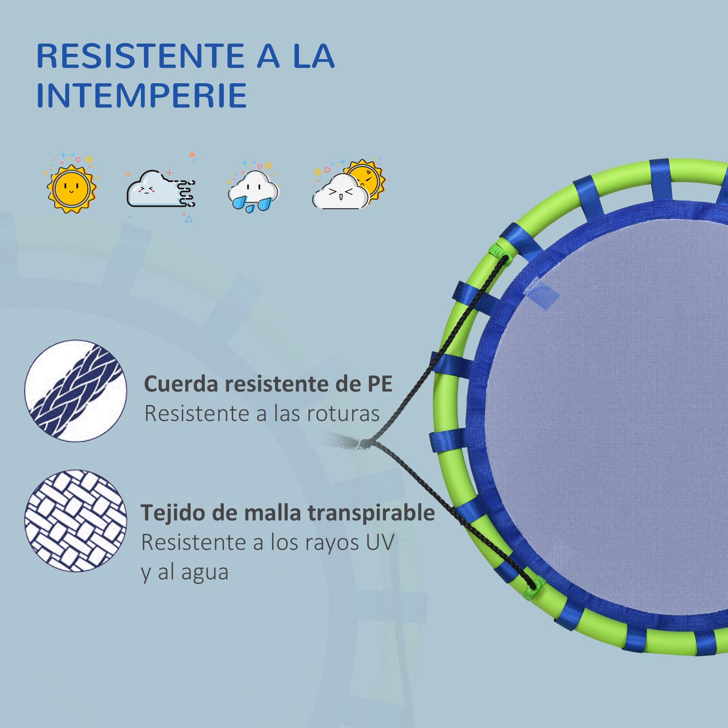 Columpio Infantil Nido Con Altura Ajustable Carga 150kg Azul Outsunny