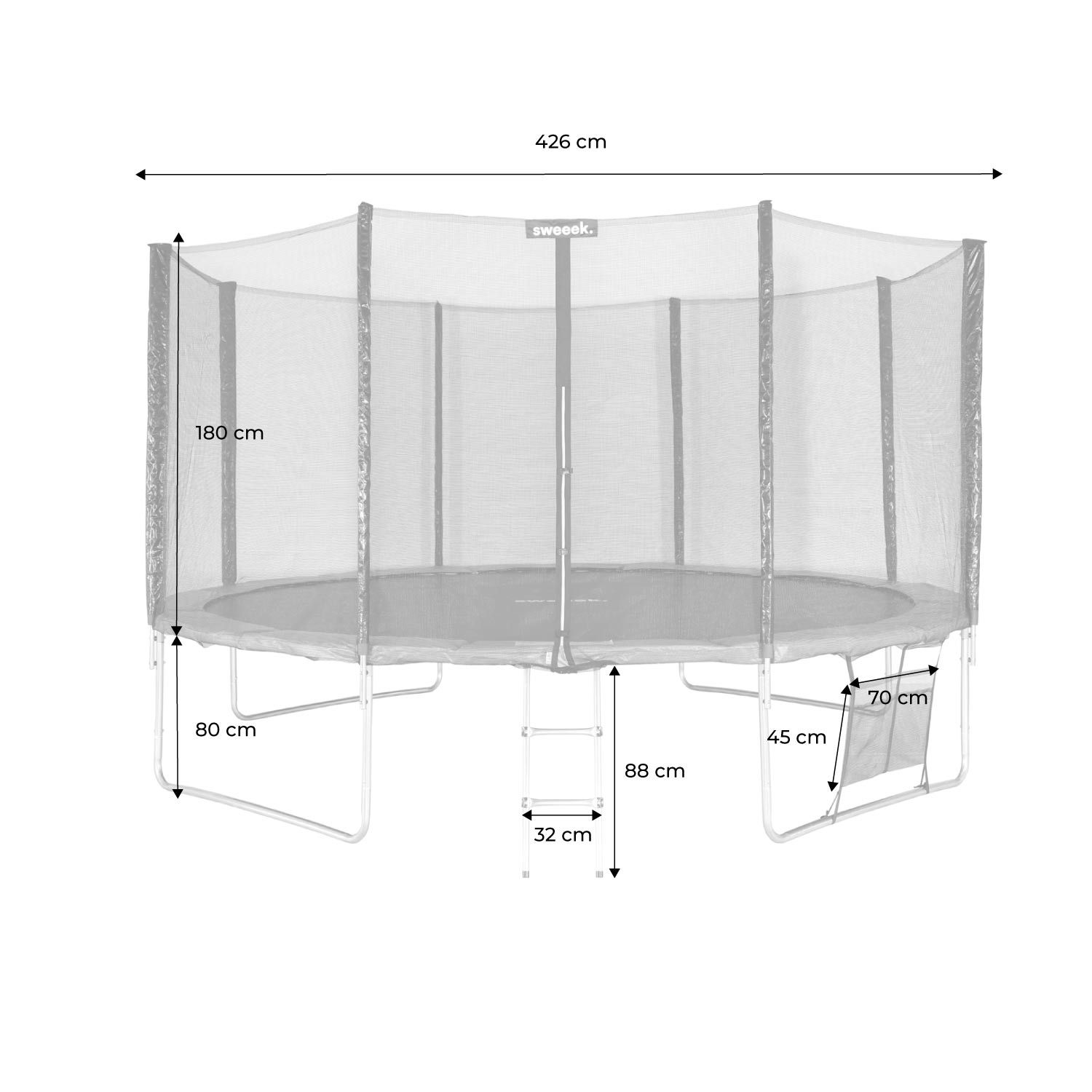 Trampolín Con Pack De Accesorios De 430cm, Gris