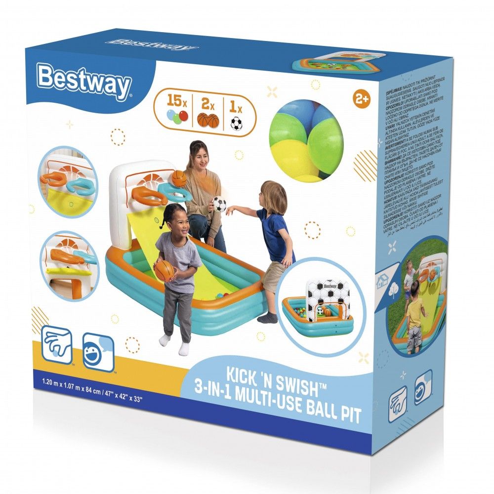 Bestway Piscina Hinchable Infantil Juegos Canastas Con Pelotas Y Bolas 120x107x84 Cm +2 Añ