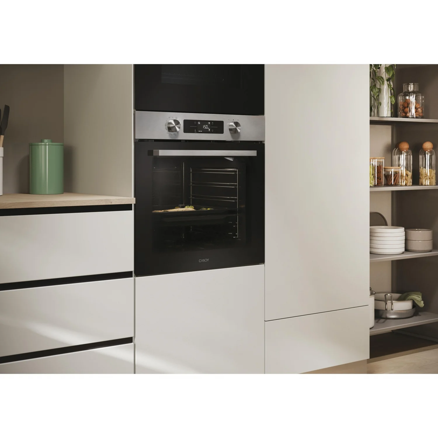 Horno Multifunción Candy CA6 N5B3EYTX, 3.3 kW, 78 L, Apertura Abatible, 12 Funciones de Cocción, Wifi, Eficiencia A++ - Inox