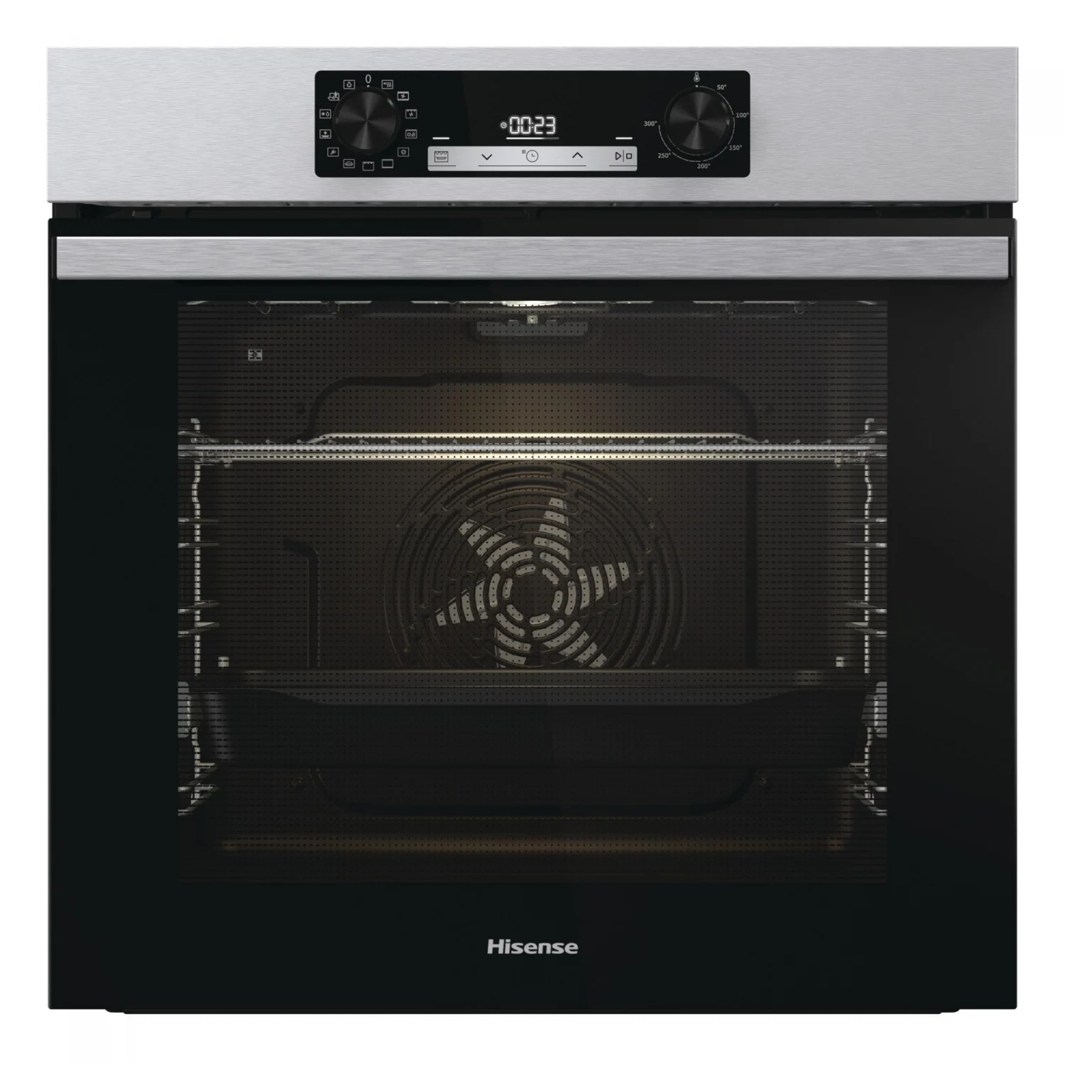 Horno Multifunción Hisense BI64213E14PX, 3,5 kW, 77 L, Apertura Abatible, 4 Funciones de Cocción, Eficiencia A+ - Inox
