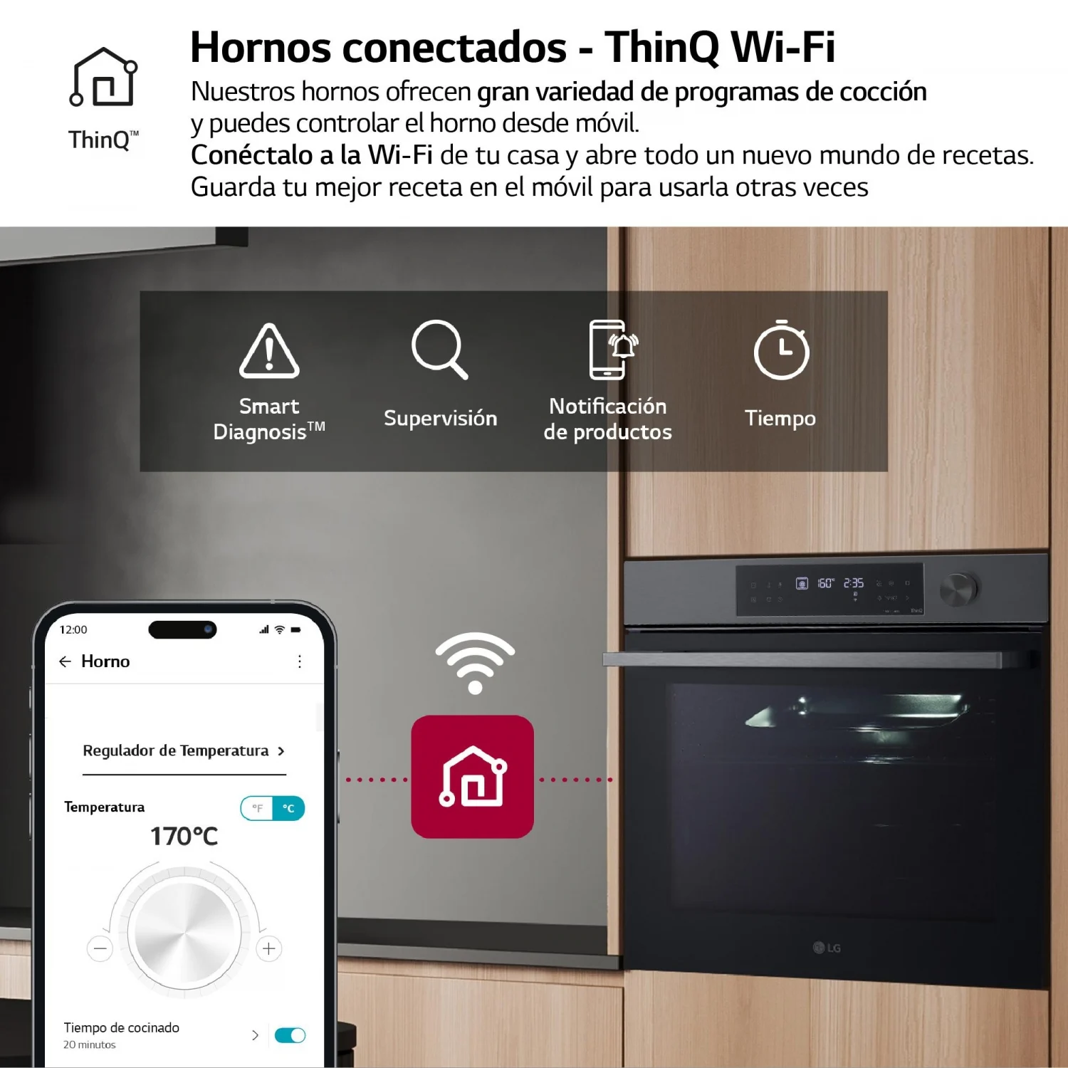 Horno Multifunción LG WS7D7632WB, 3.5 kW, 76 L, Apertura Abatible, 15 Funciones de Cocción, Eficiencia A+ - Negro