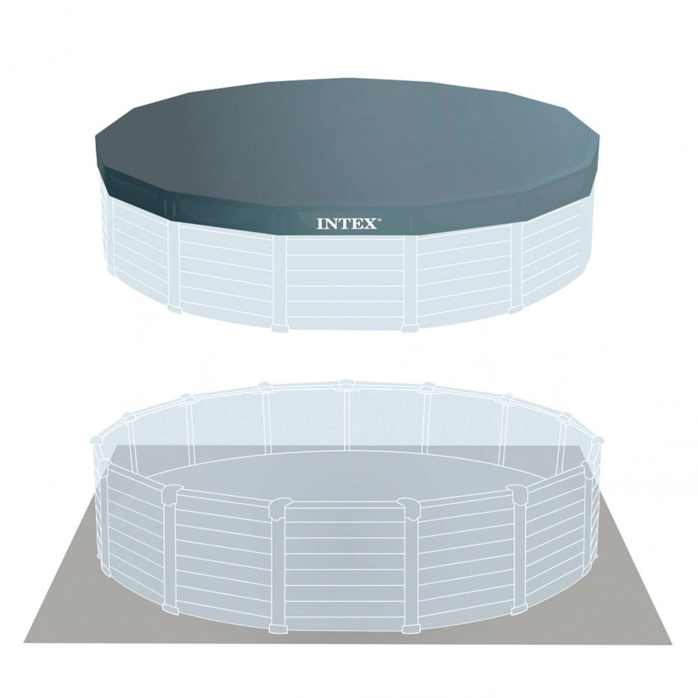 Piscina Desmontable Tubular Circular Pvc 478x124 Cm Gris Oscuro Intex Con Depuradora